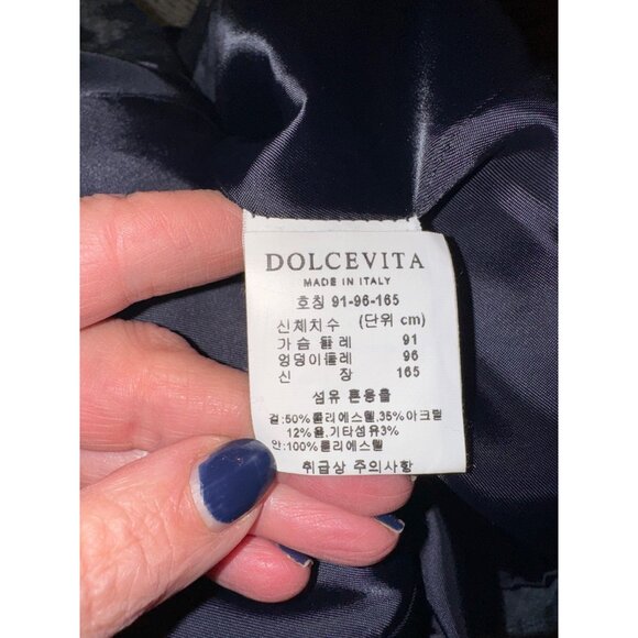 Dolce Vita Black Gray Chevron Wool Blazer Coat Jacket L Business City Office - Picture 6 of 10